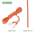 thumbnail image 2 of Uxcell Orange Hollow Braided Polypropylene Anchor Line with Hook Nylon Floating Rop for Marine Pool Rescue 33ft, 2 of 5