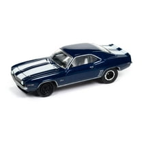 Johnny Lightning 1/64 1969 Chevrolet Camaro Z28, Metallic Blue with White Stripes Muscle Car Series JLSP381-A