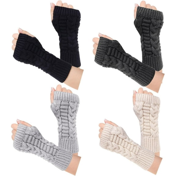 YooGuoGuo Womens Fingerless Gloves Winter Warm Knit Crochet Thumbhole Arm Warmers