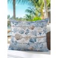 thumbnail image 4 of Outdoor Pillows Waterproof, Blue Coastal Throw Pillows with Inserts Included, Nautical Beach Coral Starfish Shell Vintage Indoor Outdoor Decorative Lumbar Pillow for Bed/Couch/Patio 18"x18", 1Pcs, 4 of 8