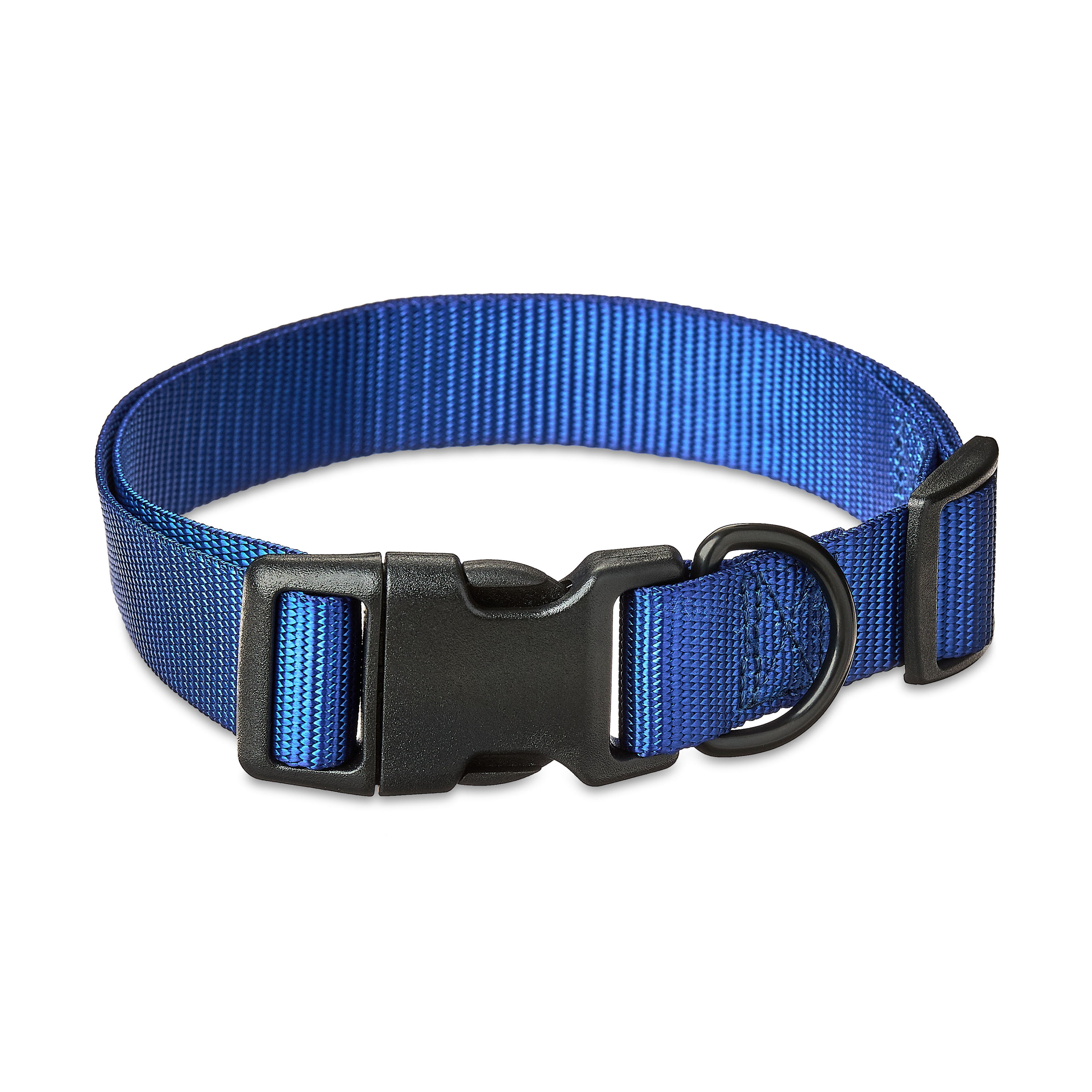 Vibrant Life Solid Polyester Adjustable Dog Collar, with 6ft Dog Leash, Blue, Large