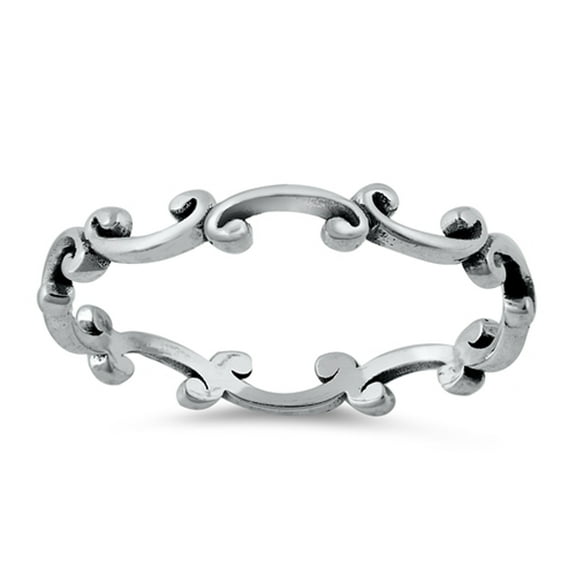 Victorian Style Filigree Swirl Halo Ring .925 Sterling Silver Band Jewelry Female Male Unisex Size 4