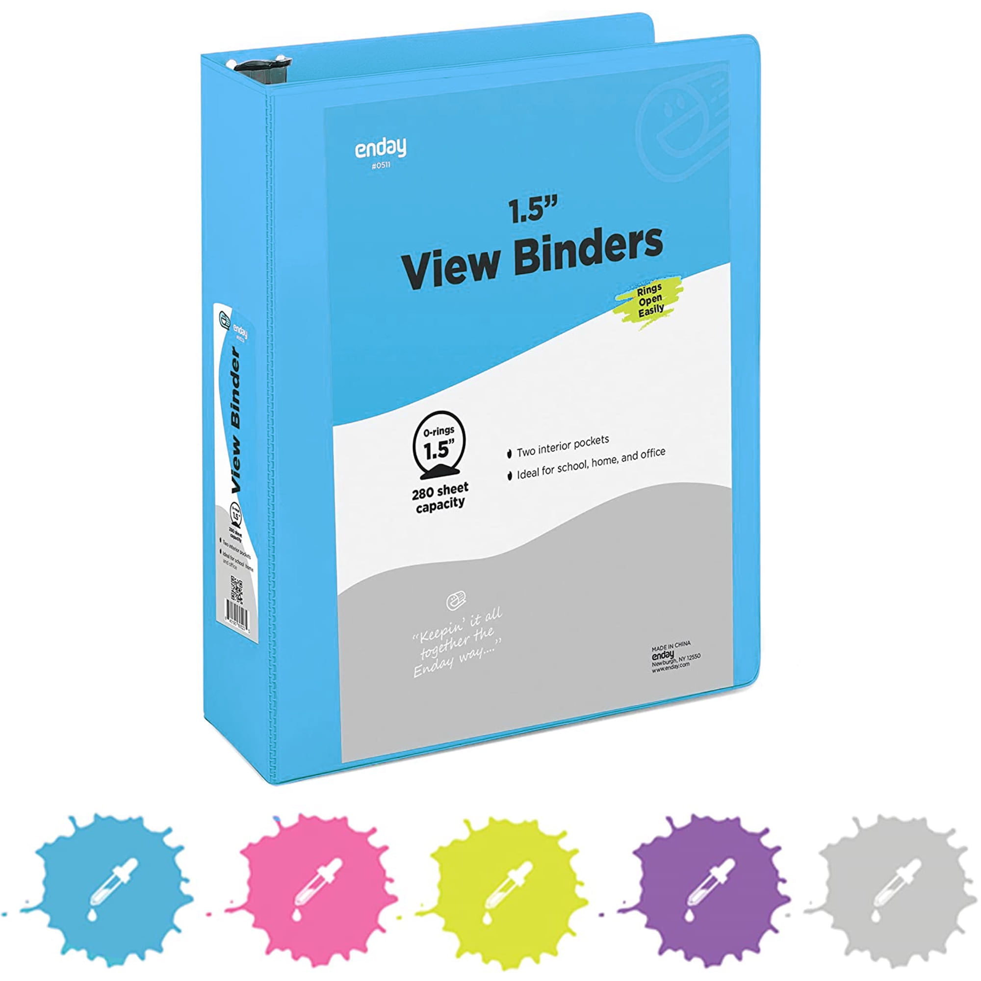 Enday 1.5 Inch Binder 3 Ring Binders with Pockets for Home, Office, School Supplies Organization
