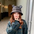 thumbnail image 2 of Winter Bucket Hat Polyester Plush Fisherman Caps For Women Men Keep Warm Cute Cartoon For Frog Style Trendy Accessories Green, 2 of 5