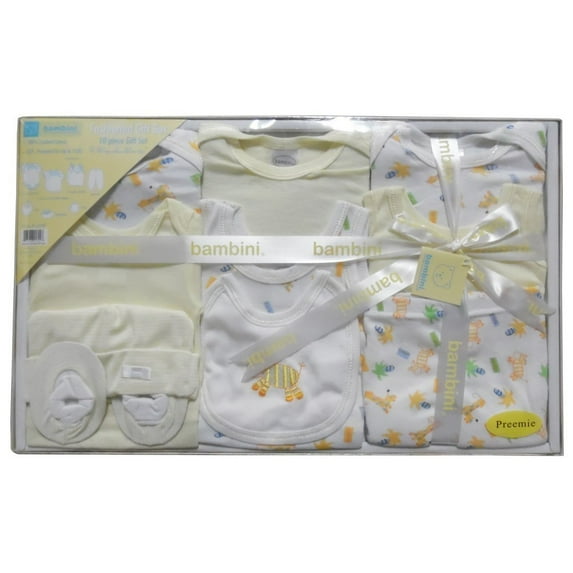 Bambini Baby Unisex Yellow Pastel Cotton Interlock 10-Pc Boxed Gift Set