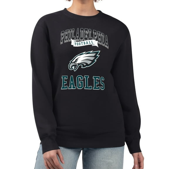 Women's G-III 4Her by Carl Banks Black Philadelphia Eagles Team Logo Graphic Tri-Blend Pullover Sweatshirt
