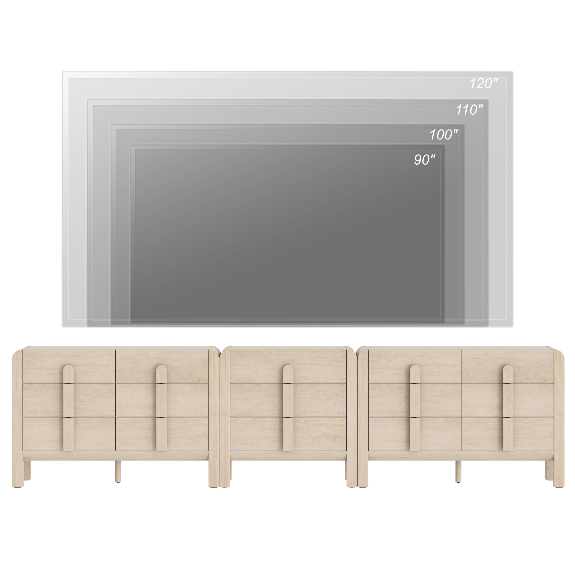Modern Dresser TV Stand for TVs up to 120 inch, 3-in-1 Wood Media Console Table with 15 Drawers, Mid Century Entertainment Center with Storage for Living Room Bedroom