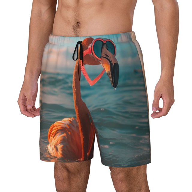 Fotbe Swimming Goggled Flamingo Traje de Baño para Hombre – Shorts de Natación de Secado Rápido con Forro y Bolsillos-XX-Large