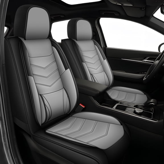 DIKSOAKR Front Car Seat Covers Fit for Mazda CX-5 2013-2024 2025 Luxery Waterproof Car Seat Covers Cushion Protector with Lumbar Support Grey,Front Set(2 Seats)
