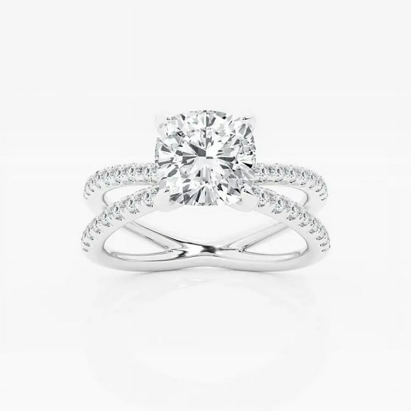 Zoya Jewel 1.5 Ct Cushion Cut Lab-Created Diamond Engagement Ring – Timeless Criss Cross Prong Wedding Style – 14K White Gold Plated – Celebration Jewelry Gift