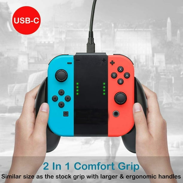Joy Con Charging Grip 2-in-1 Comfort Grip for Nintendo Switch Joy