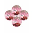 thumbnail image 7 of 13 Inch Round Placemats Set of 4, Valentine's Day Non Slip Heat Insulation PP Table Mats, Red Plaid Truck Love Roses Leaves Pink Washable Place Mats for Kitchen Dining Party Table Decor, 7 of 7
