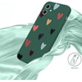 thumbnail image 4 of Compatible with iPhone 12 Case for Women Girls, Cute Matte Love Hearts Pattern, Premium Soft Liquid Silicone Back Cover with Camera Protection, Shockproof Phone Case for iPhone 12 - Green, 4 of 16