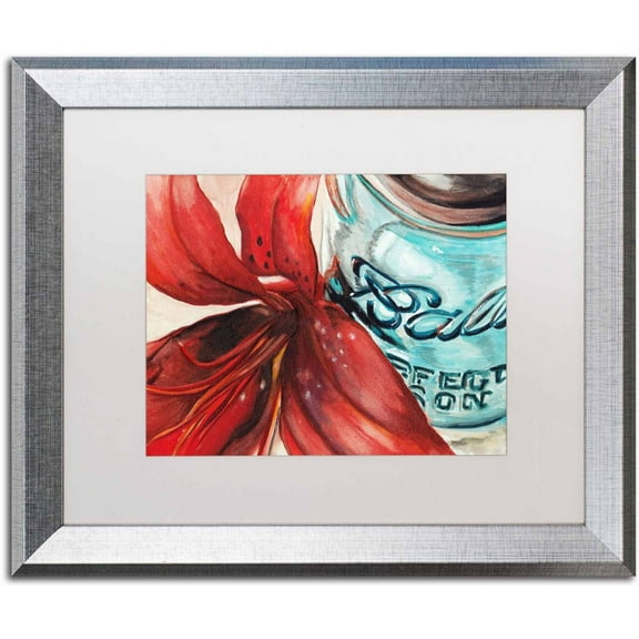 Trademark Fine Art "Chili Peppers" Canvas Art by Jennifer Redstreake White Matte, Silver Frame