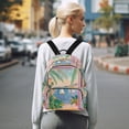 thumbnail image 7 of FORMRS Mini Backpack Purse for Women Quilted Travel Daypack Casual Shoulder Bag, Pink Seaside Boat, 7 of 7