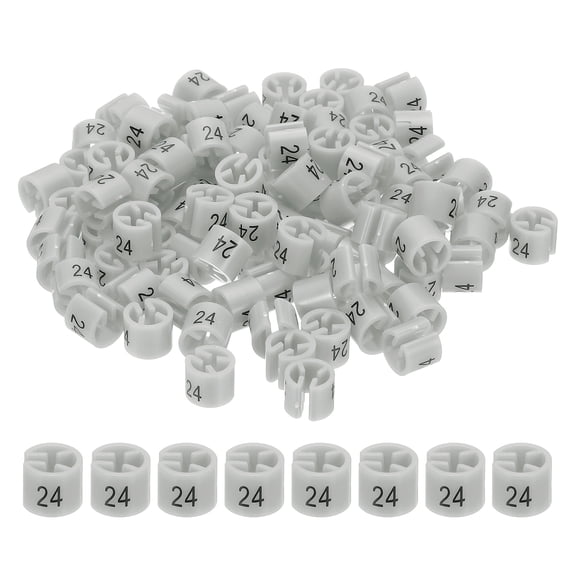 Clothes Hanger Markers Number 24 Tags Garment Size Tag Hanger Clips Round Color Coding Label, Gray 100Pcs