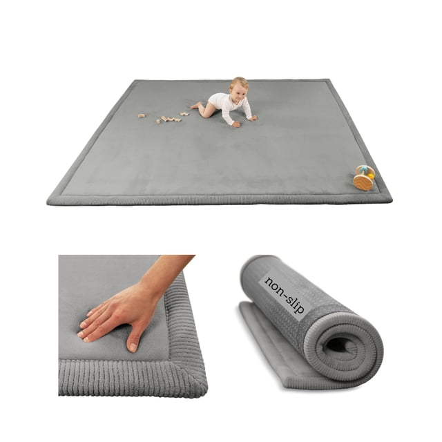 Alfombra de Juego para Bebé Hakuna Matte 152x203 cm Antideslizante Gris Oscuro
