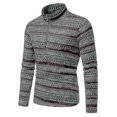 thumbnail image 3 of Jersey con media cremallera y cuello alto para hombre, Top de punto floral de estilo famoso a la moda, 3 of 5