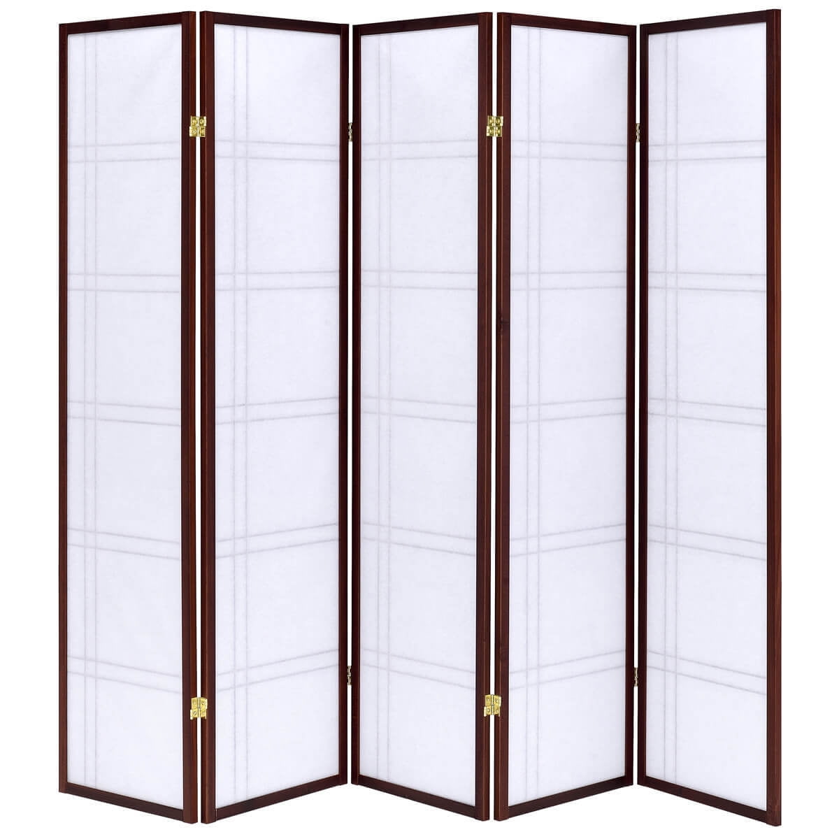 Legacy Decor 5 Panels Room Divider Privacy Screen Lattice Design 5.9 ft Tall x 7.3 ft Wide, Cherry, Freestanding