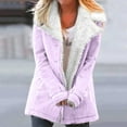 thumbnail image 2 of Dezsed Winter Long Coats for Women Plus Size Winter Warm Composite Plush Button Lapels Jacket Outwear Coat Gifts Purple S on Clearance, 2 of 6
