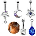 thumbnail image 2 of 1PCS Royal Blue Belly Button Rings 14G Planet Navel Piercing Barbell Jewelry Heart Belly Rings Cute Body Piercing Ombligo Mujer FGS, 2 of 7