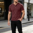 thumbnail image 6 of longantii Mens Henley Shirt Casual Button Henley Short Sleeve T-Shirts Comfortable Plain Cotton Blouses 2026 Summer New Basic Tee Shirt Wine XL, 6 of 6