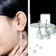 thumbnail image 3 of Rosec Jewels Cubic Zirconia Drop Earrings with Lever Back for Women, 18K White Gold, 3 of 9
