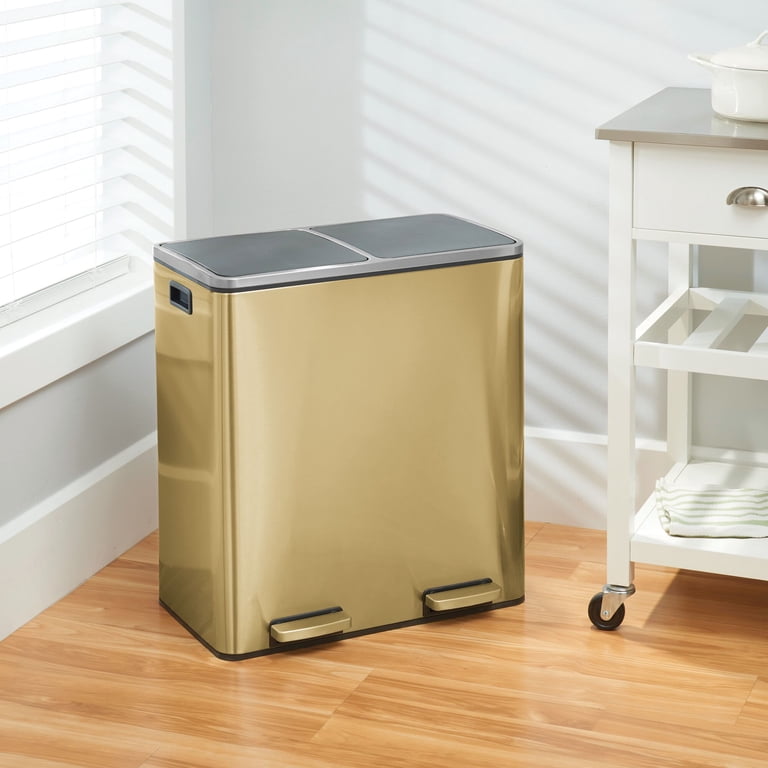 mDesign Kitchen Wastebasket with Lid, 60-Liter Large Dual