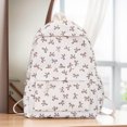 thumbnail image 1 of Nylon Student Backpack Bow Printed for Girls Women Bookbag Adjustable Strap Daypack Cute Knapsack Rucksack Khaki, 1 of 6
