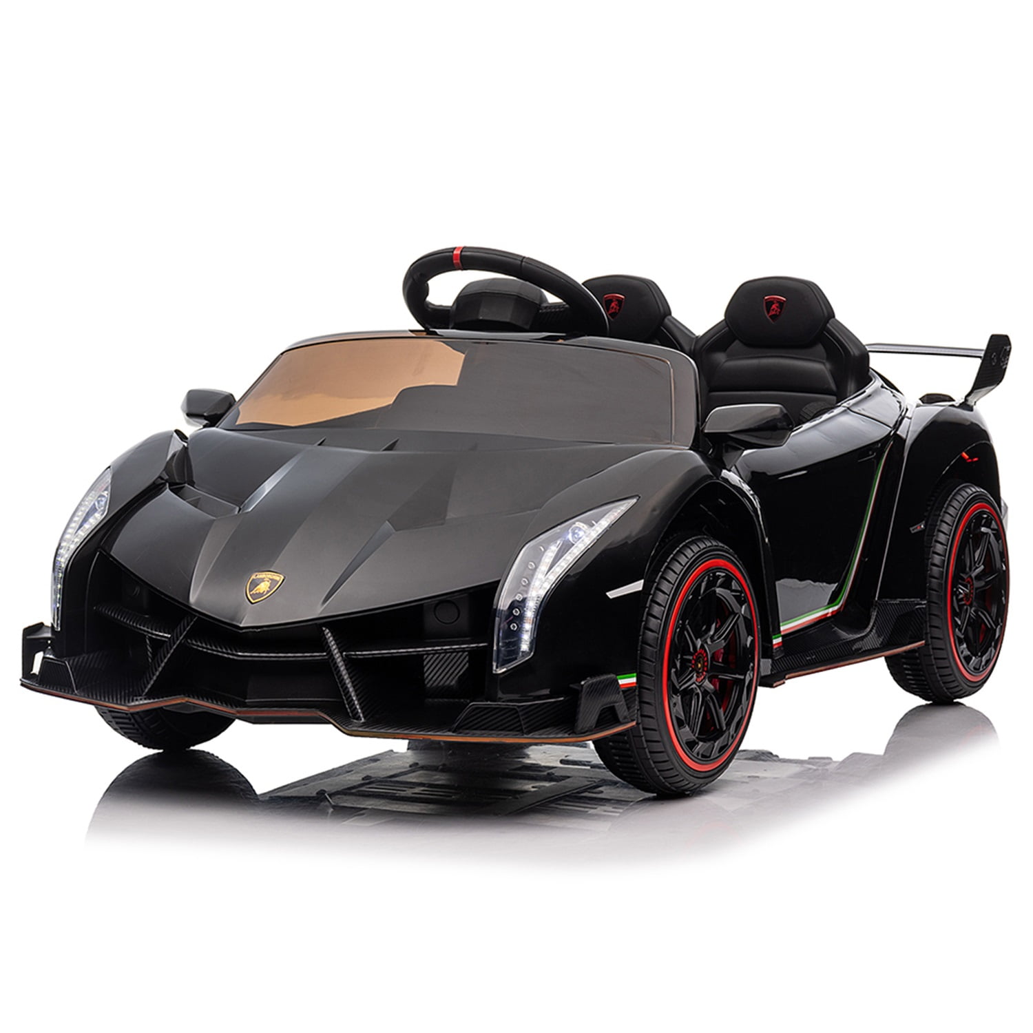 CIPACHO 12V Powered Ride Ons for Kids Licensed Lamborghini Poison Small Dual Drive Sports Car with 2.4G Remote Control, Black