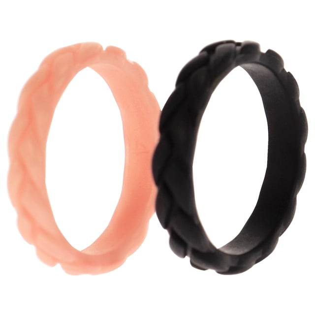Juego de anillos de boda con hojas de silicona - Metal-rosa de ROQ para mujer - Anillo de 2 x 4 mm