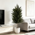 thumbnail image 6 of Artificial Topiary Tree Faux Potted Conifer Plants for Front Porch Outdoor Patio Indoor Christmas Decoration - Plastic Evergreens for Home Garden Entryway, 6 of 6
