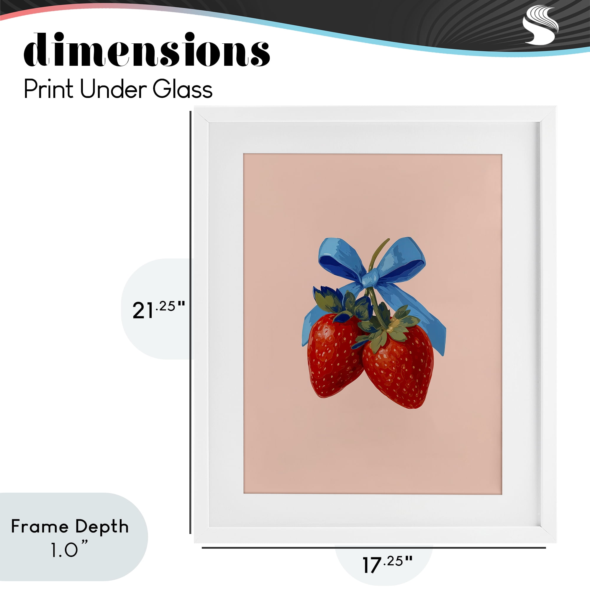 Stupell Industries Strawberry Pair with Blue Bow White Framed Print Under Glass, design by Imagine It Images