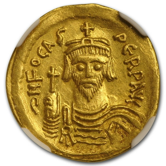 Byzantine Gold Emperor Phocas (602-610 AD) Ch XF NGC