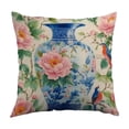 thumbnail image 5 of Chinoiserie Throw Pillow Covers 18x18 Inch, Floral Blue & White Porcelain Palace Peacock Monkey Decorative Pillow Cases, 5 of 6