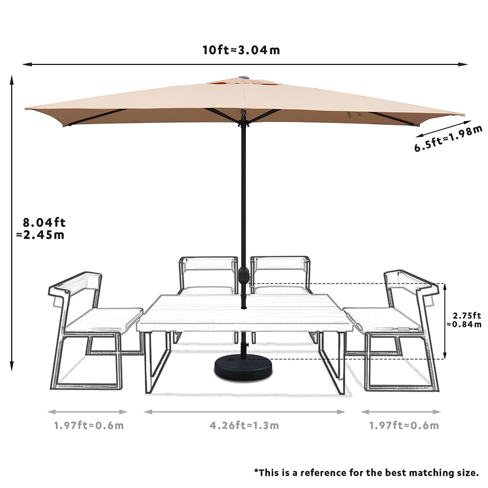 Abble 10 X 6.5 Feet Rectangular Market Umbrella - Tan