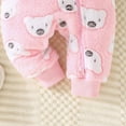 thumbnail image 5 of Infant Fleece Jumpsuits for Girls Comfort Cute Bear Ear Hooded Long Sleeve Romper Soft Newborn Winter Clothes, Pink, 6 Months, 5 of 7