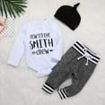 thumbnail image 3 of SYNPOS Newborn Baby Boy Clothes New to The Crew Letter Print Romper+Pants+Hat 3PCS Outfit 0-18 Months, 3 of 10