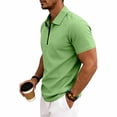 thumbnail image 4 of Ceisia Man Solid-Color Casual Short Sleeved Half-buttoned Open Mens Shirts Casual Short Sleeved White T Shirts For Men Tops Men Sleeved Ha Green S Gifts for Father, 4 of 8