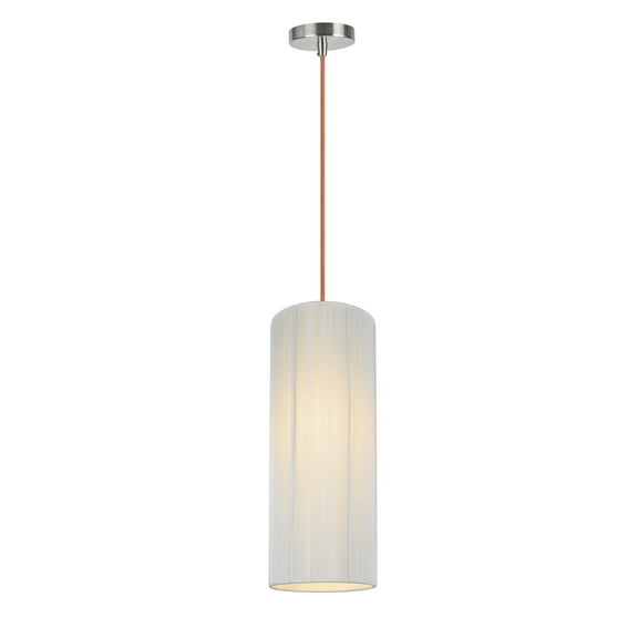 Aspen Creative 61091-3, Adjustable One-Light Hanging Mini Pendant Ceiling Light, Transitional Design in Satin Nickel Finish, Off White Shade, 6 1/2" wide