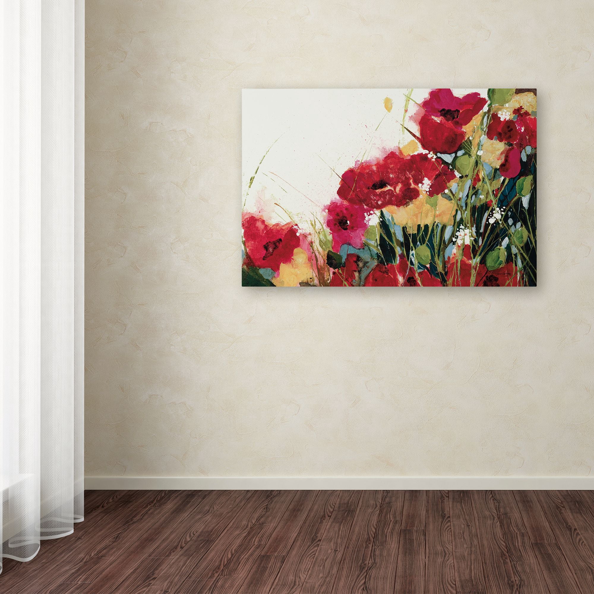 Trademark Fine Art 'Poppies and Flowers on White' Canvas Art by Jan Griggs