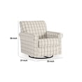 thumbnail image 3 of Benjara Vincy 37 Inch Swivel Glider Accent Chair, Checkered Off White Polyester, 3 of 5