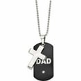 thumbnail image 1 of Stainless Steel Polished Black Ip-Plated Dog Tag With Cz Cross Necklace Made In China -Jewelry By Sweet Pea, 1 of 8