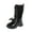 Black, variant on Kids Girl Fleece Lined Knee High Combat Boots Toddler Kids Lace Bow Comfortable Wide Toe Box Patent Leather Tall Booties Black Size 10 Little Child