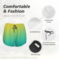 thumbnail image 4 of Balery Teal To Yellow Gradient Pantalones cortos deportivos para mujer con forro y dos bolsillos, elásticos, para entrenamiento, gimnasio, yoga-Medium, 4 of 7