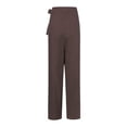 thumbnail image 5 of BLVB Pantalon Ample Décontracté en Coton et Lin pour Femme Grande Taille, Couleur Unie, Jambes Larges, Marron, Grand, 5 of 5