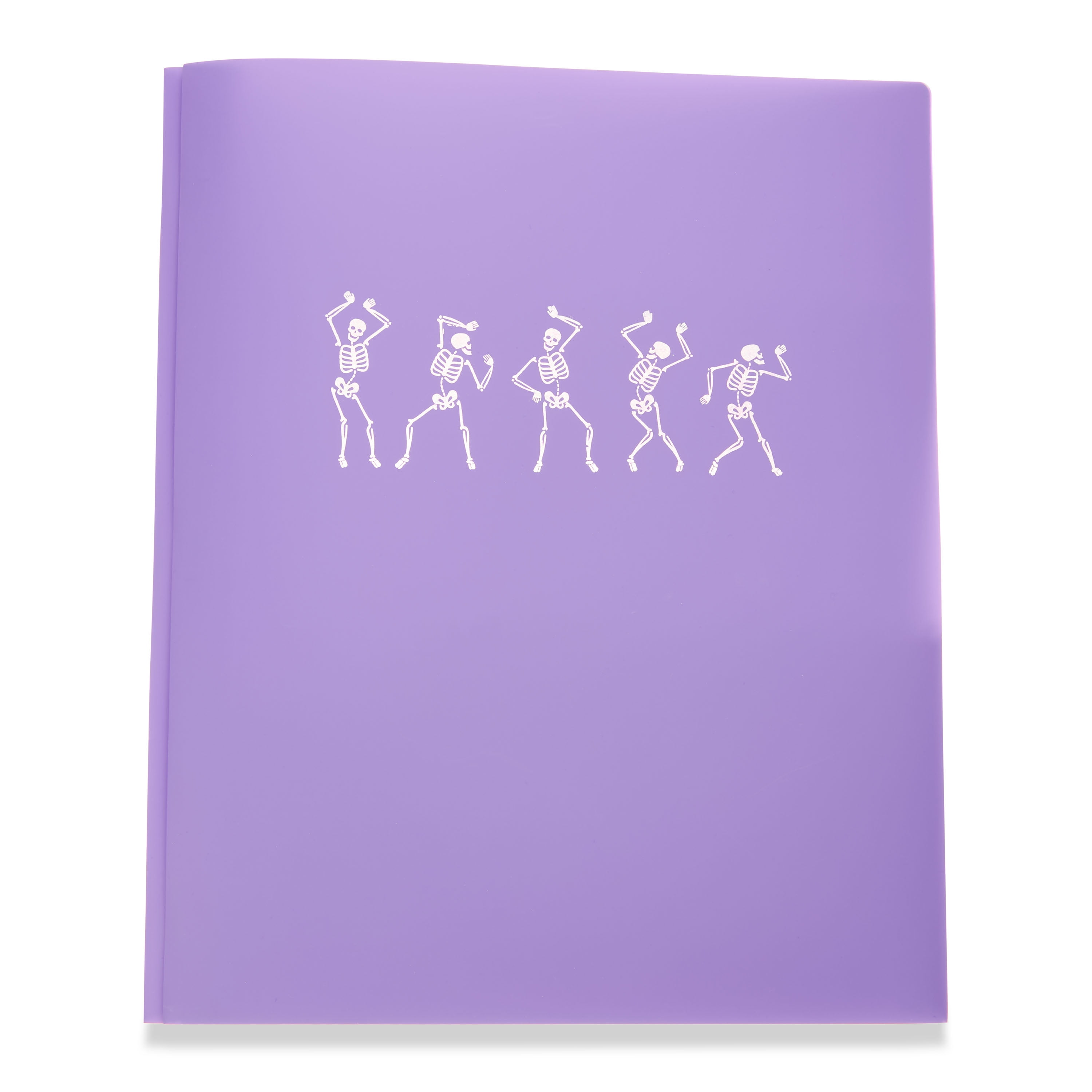 Pen+Gear 3-Prong Poly Folder, Purple with Foil Dancing Skeletons
