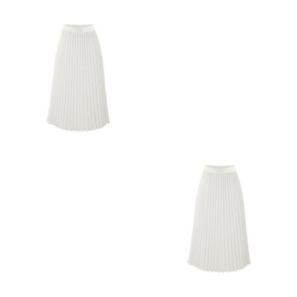 Qarigey Poliéster Negra Con Cintura Elástica - Máxima Comodidad Para Look De Verano Plisada Faldas Largas Midi Blanca XL 1 Blanco XXL, 1 2Conjunto