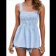 thumbnail image 1 of Camisetas Sin Mangas para Mujer, Blusas de Verano A con Fruncido, Camisetas Sin Mangas con Cuello Cuadrado, Camisa Babydoll, Azul M, 1 of 9