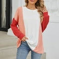 thumbnail image 4 of HUITKMM Tshirts 2024 Autumn and Winter Color Contrast Long Sleeve Loose Thread Stitching T Shirt, 4 of 8